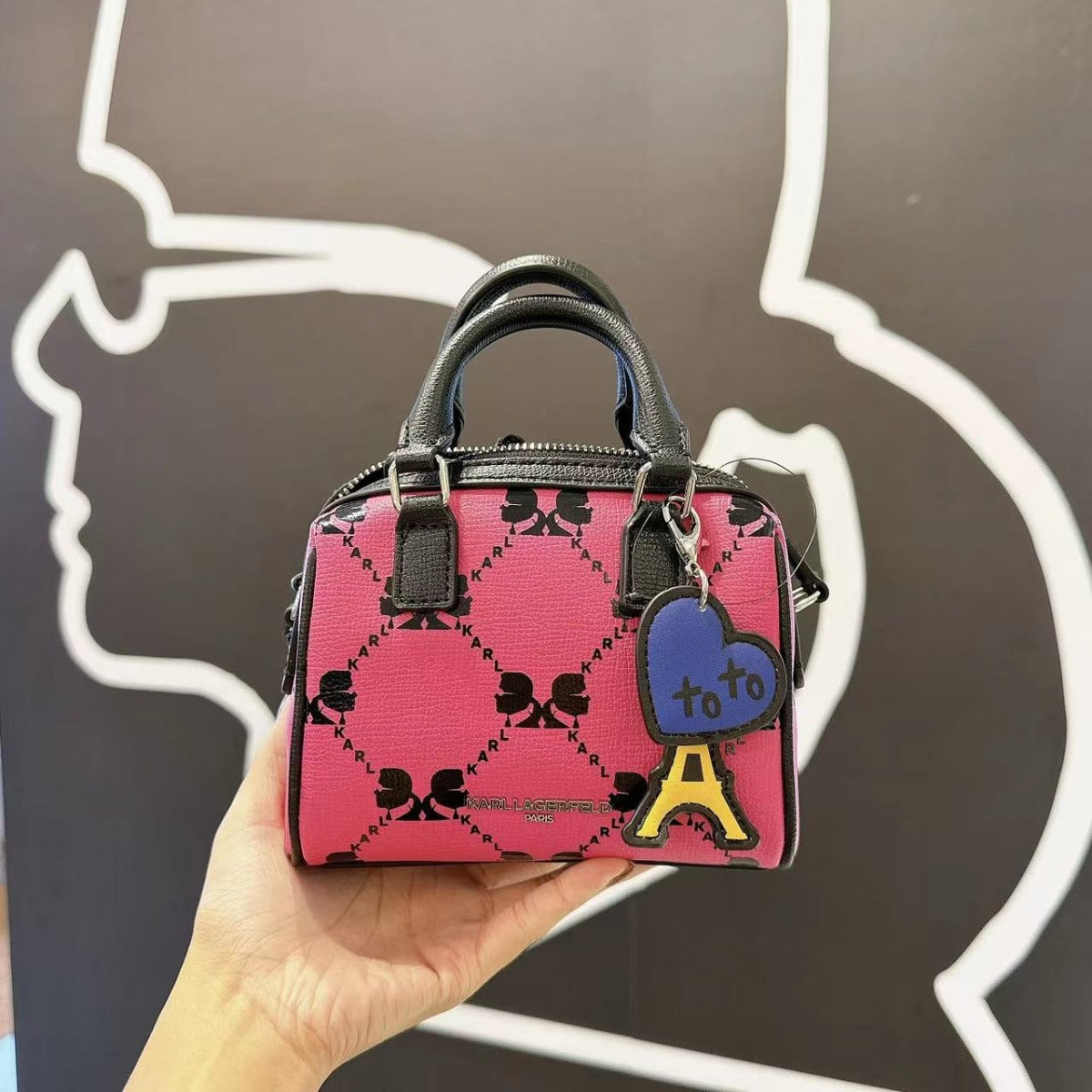 Karl Lagerfeld Paris LH2E45BU Adele Mini Satchel Crossbody In BLACK/BLOOM Karl Lagerfeld Paris LH2E45BU Adele Mini Satchel Crossbody In BLACK/BLOOM